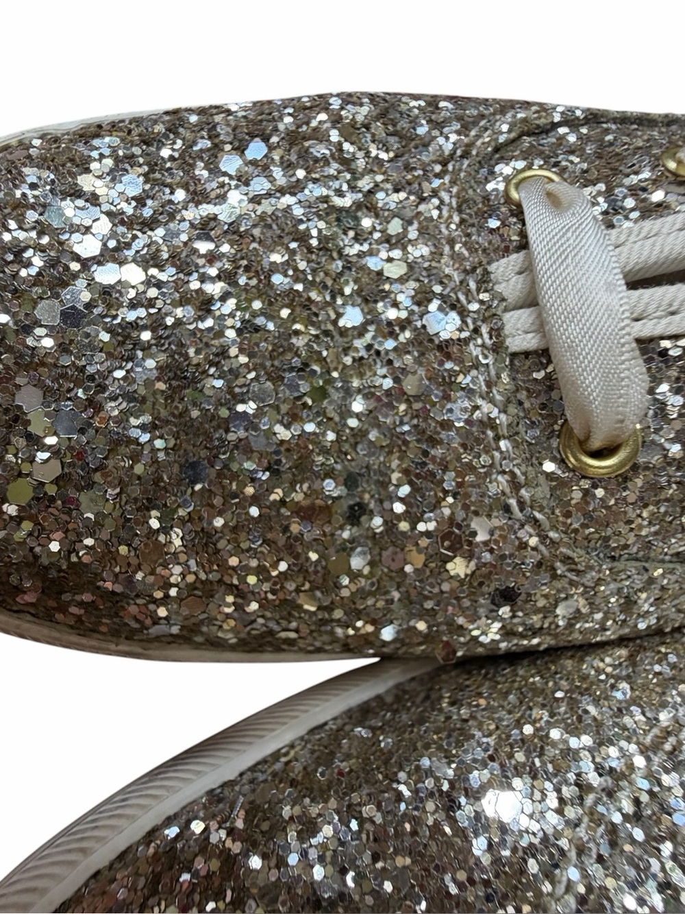 Kate Spade x Keds Champion Gold Glitter Sneakers Size 9.5 - Picture 3 of 8